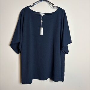 Max Studio NWT Dark Navy Short Sleeve Blouse Size 3X